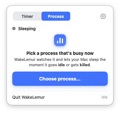 WakeLemur process mode prompting to pick a busy process